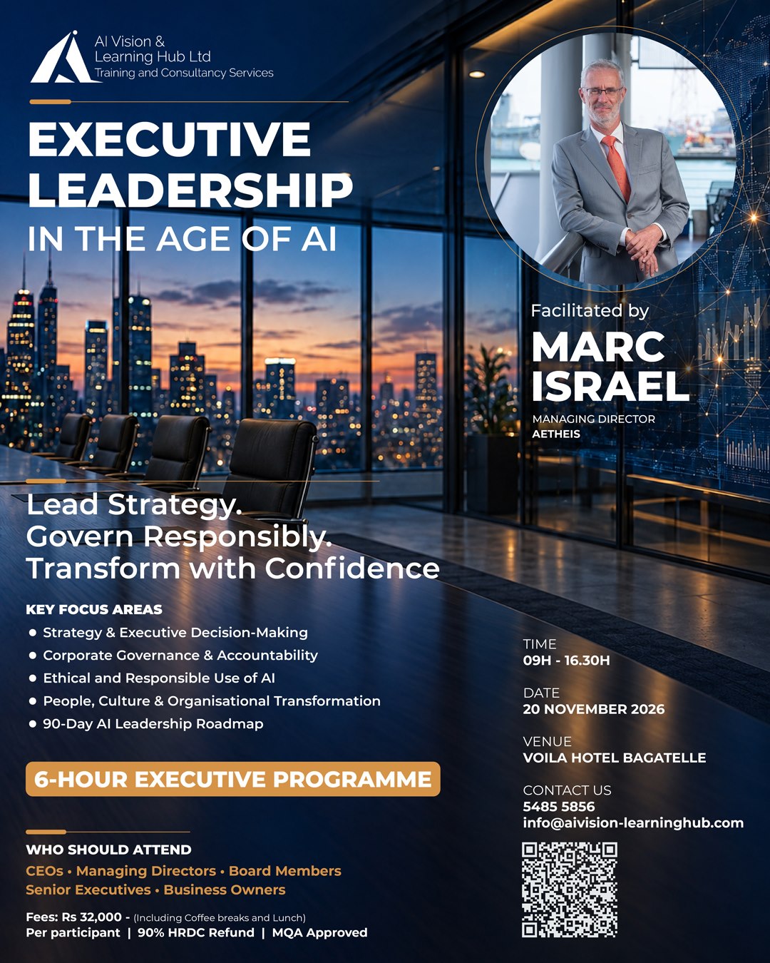 Executive Leadership in the Age of AI, facilitated by Marc Israel, 20 November 2026